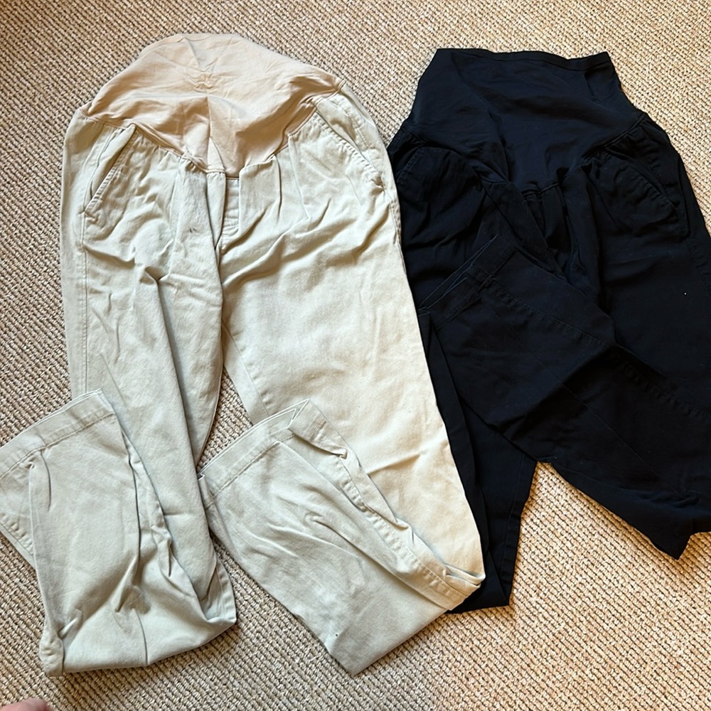 2 - Old Navy maternity regular pants size 8 - black and khaki tan